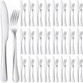 Nuenen 50 Fork Knife Set,8.07 x 0.94 Inch, 9.06 x 0.79 Inch,Shiny Silver | Stainless Steel Flatware, Kitchen Restaurant Dinner Silverware, Durable Party Catering Use, Mirror Polished Finish