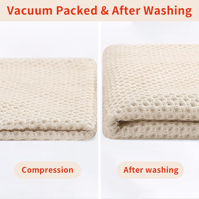 Homaxy 100% Cotton Waffle Weave Kitchen Dish Cloths, 4-Pack, Beige | 12 x 12 Inches, Ultra Soft Absorbent Dish Towels, Quick Drying Dish Rags with Hanging Loop