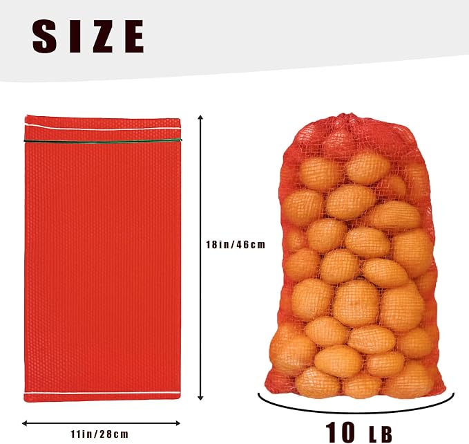 10 Pack Mesh Produce Bags - Mesh Onion Bags(11"×18") | 10LB Reusable Vegetable Storage Bags for Onion Potato Firewood Crawfish