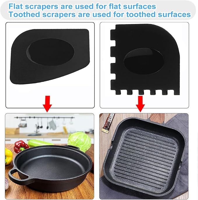 Cast Iron Scrubber Chainmail Set – 316 Stainless Steel Dish Scrub Brush for Cast Iron Skillet Pan Cleaner, Dutch Oven, Wok & Non-Stick Cookware | Dishwasher Safe – Black Double Ring