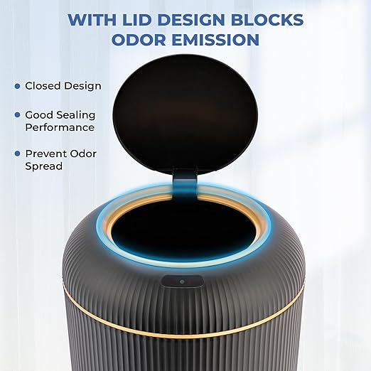 Pukomc Smart Sensor Wastebasket, Convenient and Hygienic Easy to Use | Technology Sensor Waterproof Wastebasket Plastic Trash Can for Kitchen, Bathroom, Bedroom, Living Room, Office and Outdoor