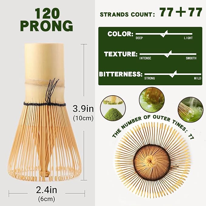 Clay&Fire Matcha Whisk, Handcrafted Bamboo Whisk for Matcha Powder (Yellow) | Traditional Japanese Chasen for Matcha Stirrer, 100% Natural Matcha Wisk
