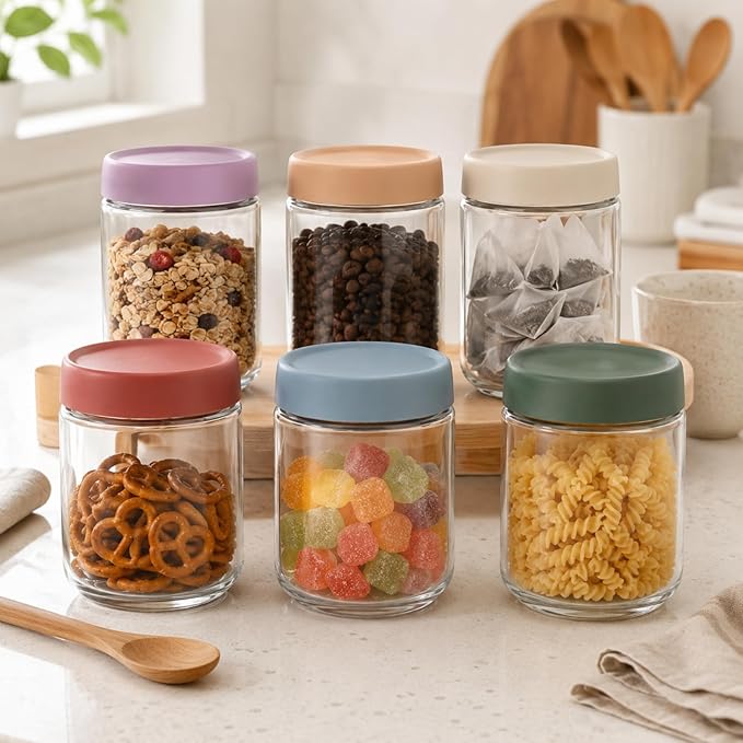 Artcochan Overnight Oats Containers with Lids 16 oz Glass Jars Glass Mason Jars with Airtight Lids, Perfect for Oats, Yogurt, Chia Pudding (12)