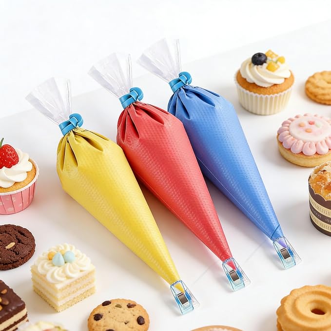 100Pcs Large Piping Bags,24 Inch Big Disposable Pastry Bags with Ties&Clips | Piping Bags,Cake Decorating Bags for Decorating Cupcakes Cakes Cookies