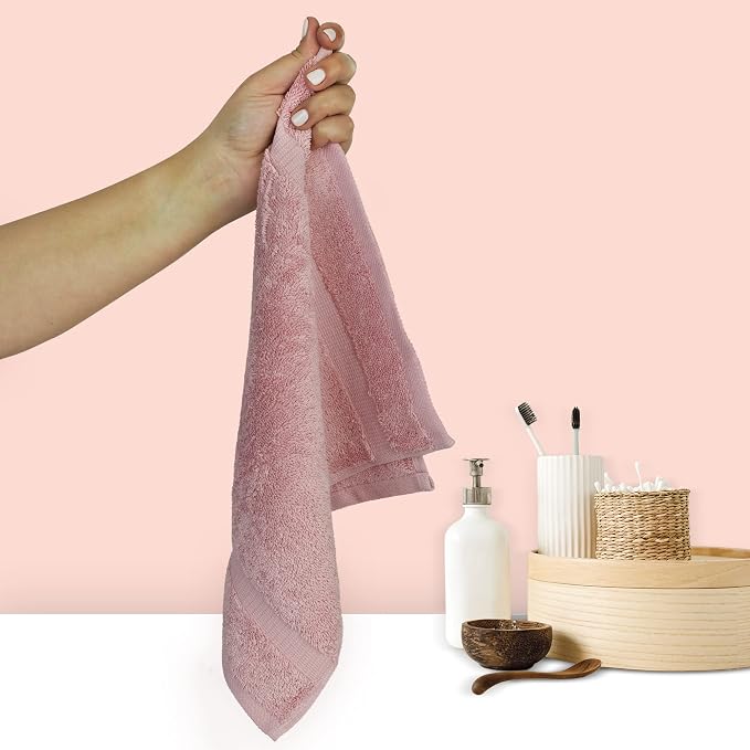Chakir Turkish Linens 100% Cotton 6-Pack Washcloths 13x13, Pink | 100% cotton washcloths, 6-pack 13x13, OEKO-TEX certified, soft absorbent face towels