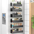 Metal Magnetic Spice Rack for Refrigerator Matt Black, 6 Pack | Magnetic Shelves Heavy Duty for Fridge in Kitchen, Seasoning Storage Organizer, For Oven Washer and Dryer, For Heavier Items