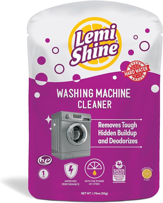 Lemi Shine Washing Machine Cleaner, Restore Performance, Biodegradable Ingredients (1 Count) | Hard Water Citric Acid Cleaning Powder - Made with Biodegradable Ingredients