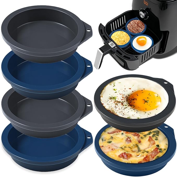 Webake 4 inch Silicone Air Fryer Egg Mold for Baking, Nonstick Microwave Egg Molds Mini Pancake, Muffin Top Pan, BPA Free Set of 6