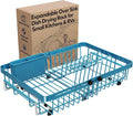 Blue Dish Drying Rack Over The Sink with Utensil Holder | Expandable Stainless Steel Dish Drainer for Small Kitchen, Apartment, RV, Counter Space Saving, Perfect Fit, Rustproof