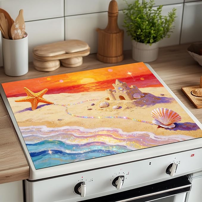 HOMETITUTE Summer Stove Top Cover 28x20 Starfish Beach Heat Resistant Protector