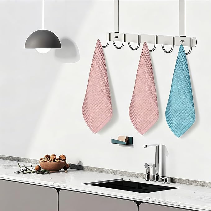 vfaejll Kitchen Towels Set 6 Pack, 100% Cotton Waffle Weave Dish Cloths & Dish Towels, 13x13 Inch Hand Towels for Kitchen, Absorbent Quick-Drying Dish Rags for Washing Dishes, 6 Colors