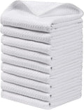 JOYMOOP Microfiber Waffle Weave Cleaning Cloth,Highly Absorbent Kitchen Towels,Quick Drying Lint Free Dish Towels for Kitchen,9 Pack,White,10 x 10 inch