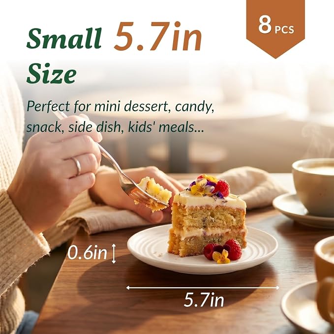 Small Plates | 5.7 Inch Lightweight & Unbreakable Wheat Straw Plates | Mini Dessert Plate Set, Microwave & Dishwasher Safe Set of 8 -Beige