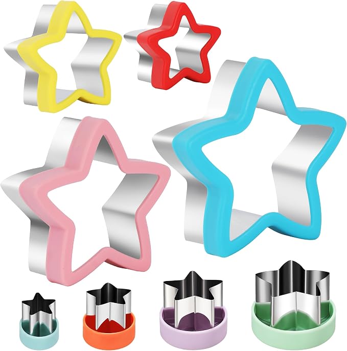 laxizar 8 Pcs Star Cookie Cutters Set Stainless Steel Biscuit Cutter