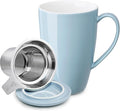 Sweese 15 OZ Porcelain Tea Mug with Infuser and Lid, Loose Leaf Tea Cup, Gifts for Tea Lover, Bluish Grey