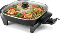Elite Gourmet Ceralast PFAS-Free Ceramic Electric Skillet, 1200W, Dark Gray | Dishwasher Safe, Rapid Heat-Up Coating, 12"x12" Cooking Surface, Non-Stick for Everyday Meals - 2.15" Deep Design