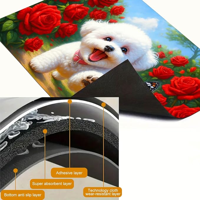 HOMETITUTE Rose Puppy Stove Top Cover 28x20 Heat Resistant Diatomite Mat