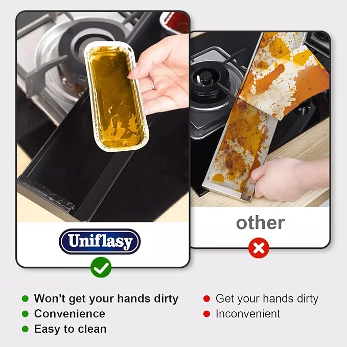 Uniflasy 60 Pack Disposable Grill Drip Pans, Weber 6417 6498 Foil Liners | For Genesis II 400/600, Summit 400/600 & SmokeFire EX4/EX6/EPX6; 11 x 5 trays catch drips, stack neatly for storage after BBQ