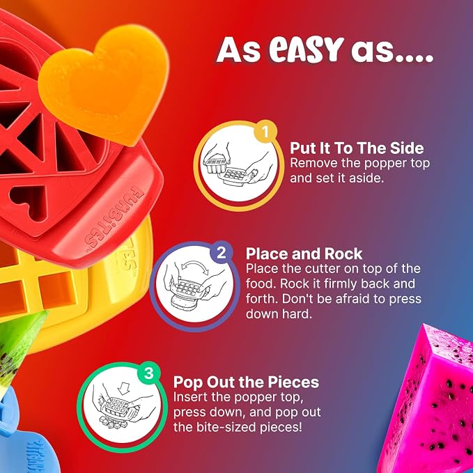 Sandwich Cutter for Kids Lunch, Crustless Bento 2-Pc Set, 3 Pack | Squares, Hearts & Triangles food cutter for toddlers, bite-size shapes, bento lunch accessory, BPA-free, dishwasher safe