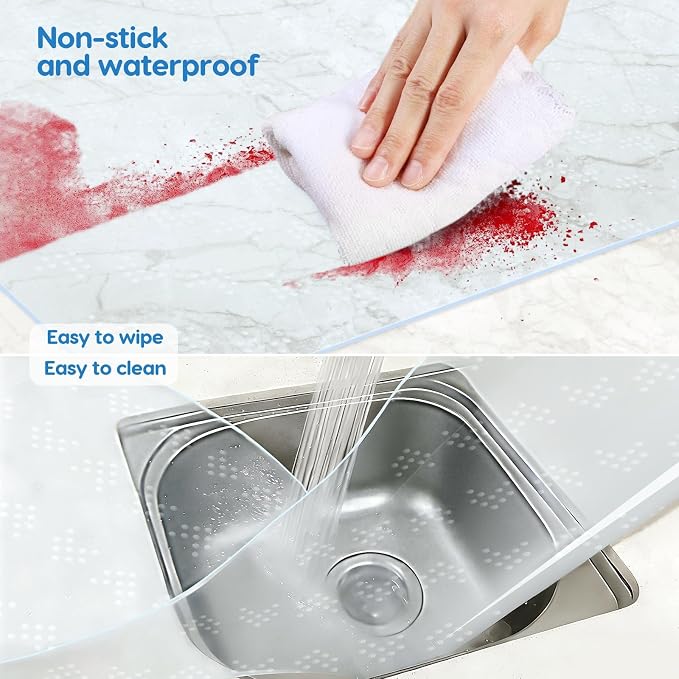 Silicone Mat for Kitchen Counter, 35.3" x 23.5" x 0.08", Clear | Extra Large, Heat Resistant, Waterproof, Nonslip, Multipurpose Countertop Protector, Shipped Rolled Up
