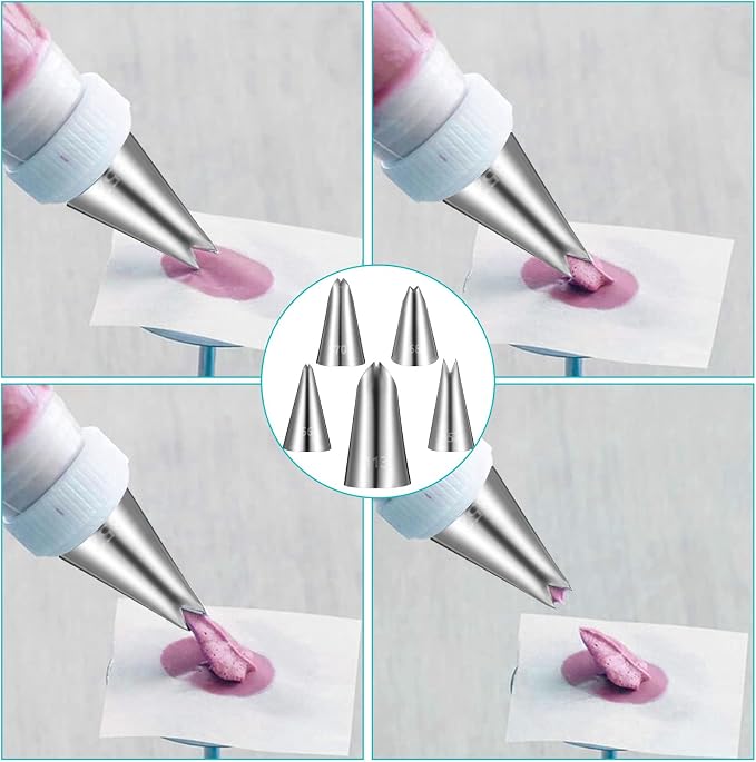 5pcs Leaf Piping Tips, Leaf Shape Piping Tip for Cupcakes, Stainless Steel Ruffle Tips, Cake Supplies for Baking And Decorating, Flower Nails Cake Cookies Frosting Decorating Tools