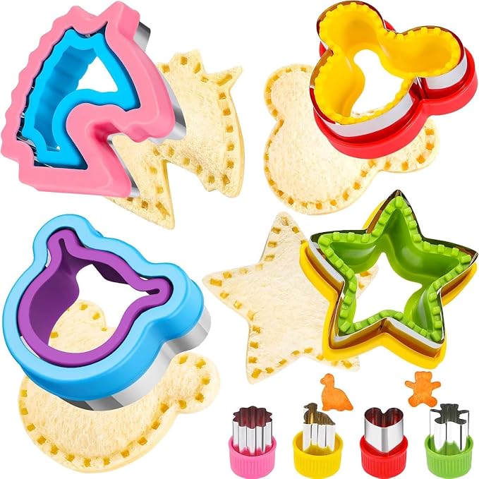 8 pcs Sandwich Cutters for Kids Lunch, Breakfast Crustless Sandwich Maker | Sandwich Cutter and Sealer Star Cookie Cutter Bread Decruster Lunch Box Accessories for Kids Children Adult