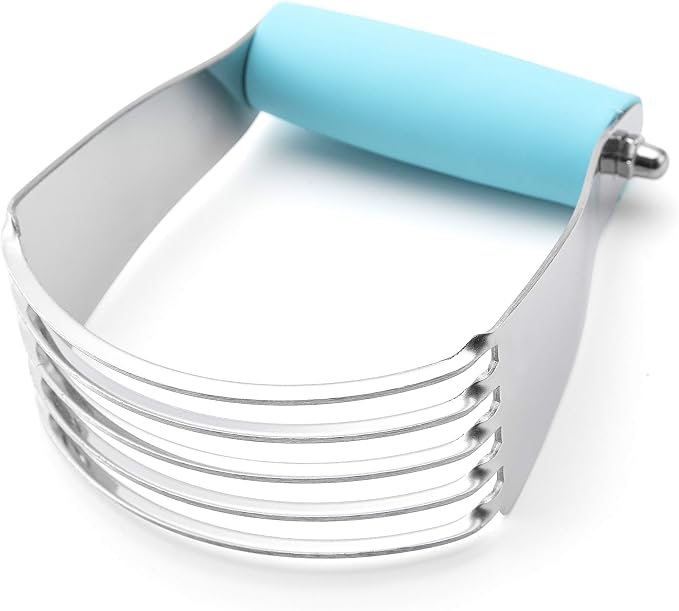 Spring Chef Medium Dough Blender Hand Tool, Durable Pastry Cutter, Aqua Sky | Heavy Duty Dough Mixer w/ Stainless Steel Blades, Professional Pastry Blender for Easy Mixing, Dishwasher Safe
