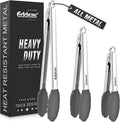 Tongs For Cooking - Silicone Metal Kitchen Tong 7" 9" & 12" Grey | 600°F Heat Resistant Silicone Tong, All Metal handle Locking Tongs with Silicone Tips, Heavy Duty Stainless steel