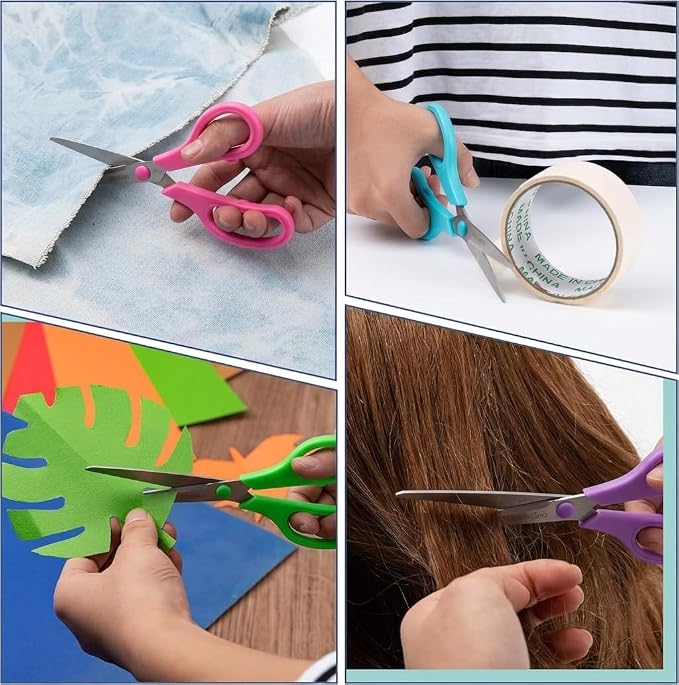 Scissors, BOOMIBOO 8" All Purpose 24 Pack - Comfort-Grip Scissors for Office Desk Accessories Sewing Fabric Home Craft School Supplies, Teacher/Class Supplies, Right/Left Handles (Rainbow Color)
