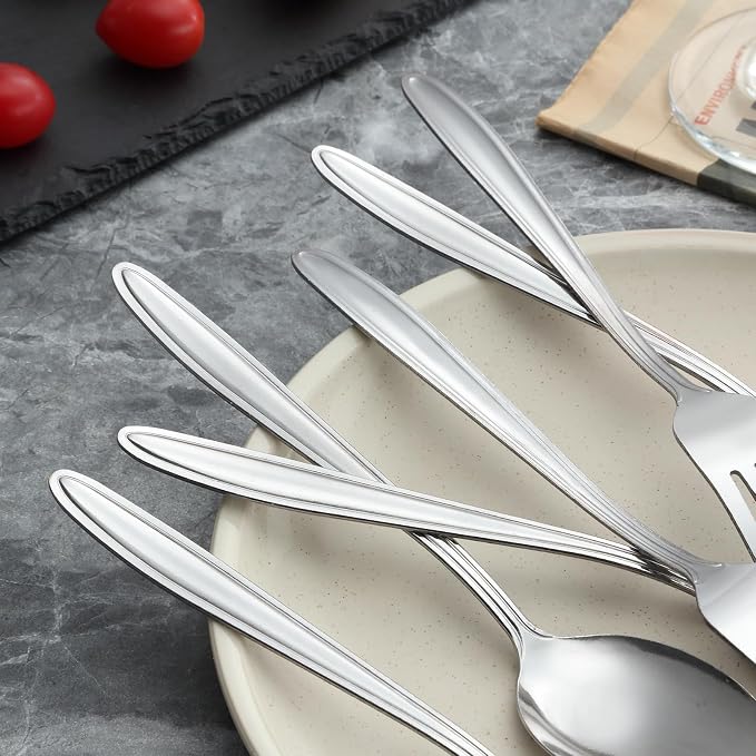 Unokit 24-Piece Forks and Spoons Set - Forks and Spoons Food Grade Stainless Steel Silverware for Home, Kitchen and Restaurant, 12-Fork and 12-Spoon, Mirror Polished&Dishwasher Safe