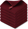 Kitinjoy 100% Cotton Waffle 6-Pack Kitchen Towels, 12" x 12", Burgundy | Ultra Absorbent, Super Soft, lightweight, Quick Drying Dish Rags for Washing Dishes