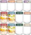 Artcochan Overnight Oats Containers with Lids 16 oz Glass Jars Glass Mason Jars with Airtight Lids, Perfect for Oats, Yogurt, Chia Pudding (12)
