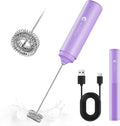 Rechargeable Milk Frother Handheld, 2-IN-1 Dual Spring Whisk Electric Frother Wand for Cappuccino Latte Macchiato, Portable Drink Mixer for Coffee, Matcha, Hot Chocolate