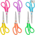 Scissors, BOOMIBOO 8" All Purpose 6 Pack - Comfort-Grip Scissors for Office Desk Accessories Sewing Fabric Home Craft School Supplies, Teacher/Class Supplies, Right/Left Handles (6, Rainbow Color)