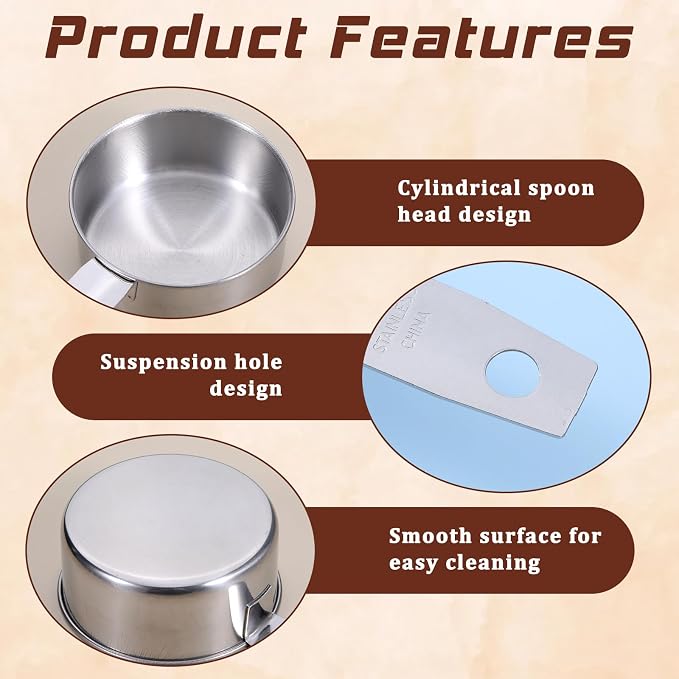 Stainless Steel Measuring Cup, 4 Pcs 1/4, 1/2 Cup, 60 ml/125 ml Metal Cup Scoop Kitchen Gadgets for Coffee Cooking Baking Dry Wet Liquid Ingredients, Dishwasher Safe
