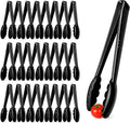 24 Pack Plastic Serving Tongs, 9 Inch Black Heavy Duty Buffet Tongs | Disposable & Reusable, Scalloped Tips, Heavy Duty, For BBQ, Catering, Buffet, Parties, Bulk Food Service