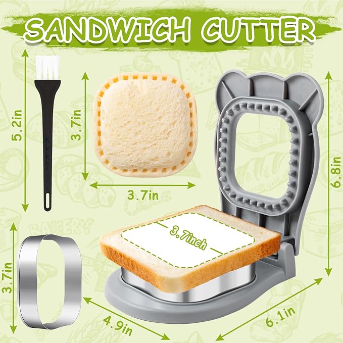 Nifogo Large Uncrustable Sandwich Cutter Maker for Kids | Sandwich Cutter and Sealer, Leak-proof Seal, Stainless Steel & PP Plastic, for Children Boys Girls Lunch Breakfast