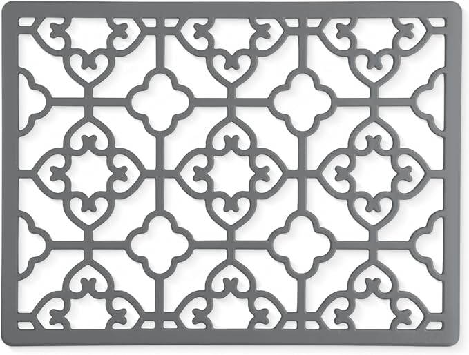 GASARÉ, Extra Large, Thick, Silicone Trivet for Hot Dishes, Pots, and Pans, Heat Resistant Mat for Countertop, Hot Pad for Kitchen, Easy to Clean, 16 x 12 x 3/8 Inches, (Gray, Spaniard)