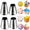 Suuker 4 Pieces Extra Large Piping Tips Set (F02 F06 9FT R22L) | Stainless Steel, Round Star Square Wide Jumbo, Cake Cupcake Cookie Decorating, Eclair Churro Meringue