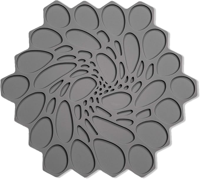 7 x 7" Hive Interlocking Silicone Trivet, BPA, PVC-Free , Heat Resistant Up To 675°F, Non Slip, Protects Table From Heat, Cement Color, Pack of 1