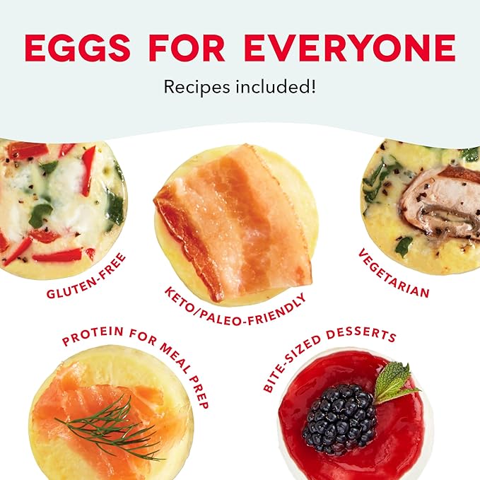 Dash Family Size Egg Bite Maker - Electric Egg Bite Maker with Non-Stick Silicone Cups - Space-Saving Design & Quick Cleanup - Make Sandwiches, Healthy Snacks & Desserts - 9 Servings, Red
