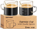 4 Oz Espresso Shot Cups Set of 2 Double Spout with Handle Measuring | Food-grade clear durable glass, Coffee bar accessories, Easy to clean, Smooth pouring, Ideal for desserts and salad dressing