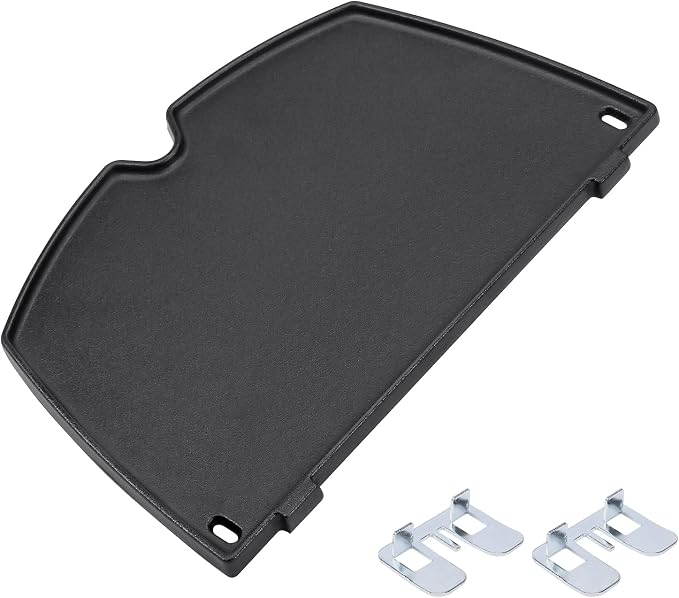 QuliMetal Cast Iron Griddle for Weber Q100, Q120, Q1000 and Q1200 | 12.6 x 8.6 inch replacement griddle for Weber Q series gas grills; replaces Weber 6558
