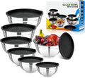 Stainless Steel Mixing Bowls with Lids, 7-Piece Nesting Bowl Set | 0.7,1.1, 1.5, 2.1, 3.5, 4, 4.5 QT stackable stainless steel mixing bowls for baking, food prep, serving and storage