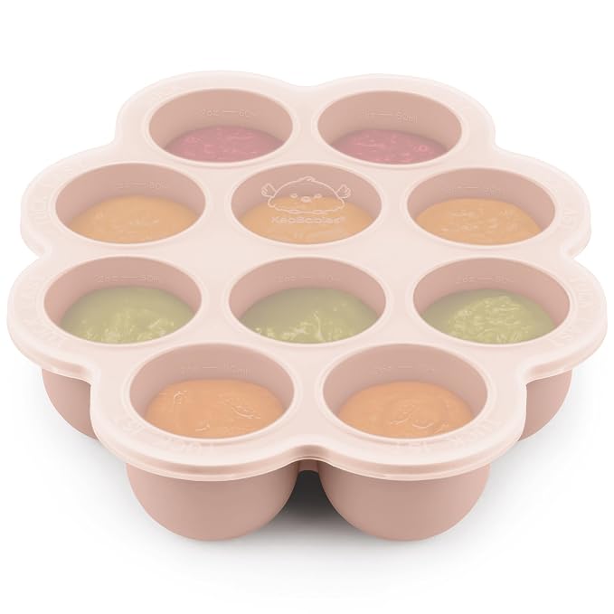 KeaBabies Silicone Food Freezer Trays with Lid, 2oz x 10 Pods (Dusk) | Baby Food Storage Containers, Easy Puree Meal Prep, Breast Milk Silicone Freezer Molds, Dishwasher, Microwave Safe, BPA-Free