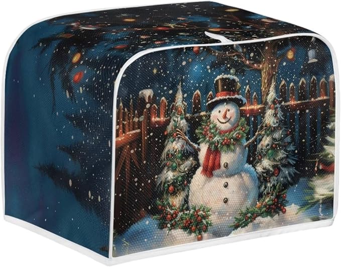 Christmas Snowman Toaster Cover - Dustproof & Waterproof 2 Slice Bread Maker Cover - Kitchen Accessory