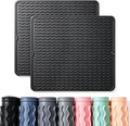2 Pack Caketime Silicone Dish Drying Mat for Kitchen Counter Under Sink Protector Organizers Cooking Baking Espresso Machine Accessories Appliance Stone Rack Trays Drain Extra Large 18"*16" Black