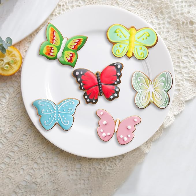 FUSOTO 6PCS Butterfly Cookie Cutters Set, 3 Inches Butterfly Shaped | Cookie Cutter, Stainless Steel Cookie Cutters for Baking, Butterfly Shapes Baking Tool for Homemaking Cookie,Biscuits,Dough