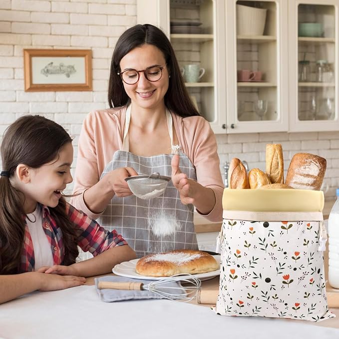 2 Pack Beeswax Bread Bags for Homemade Bread, Sourdough Storage XL 17"x13" | Reusable Bees Wax Bread Bag & Keeper, Natural Canvas with Premium Box for Home Baking, Freezer Storage & Outdoor Use