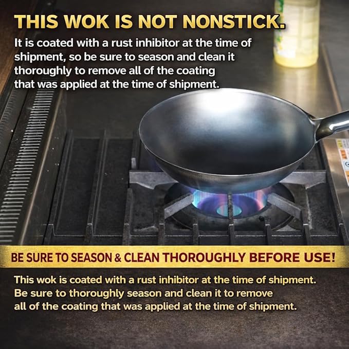 [Made in Japan] Light 30% less Carbon Steel Wok 14 1/4" Gas Round